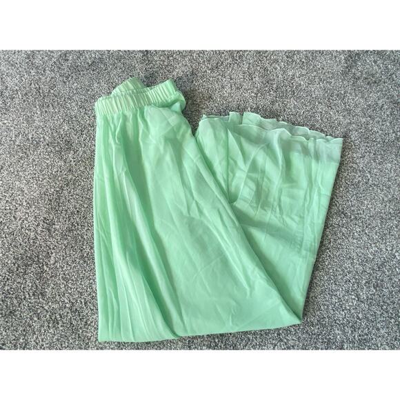 Mint Green Flowy Maxi Skirt Size Medium Elastic Waist NWOT Chiffon High Waisted - Picture 6 of 6